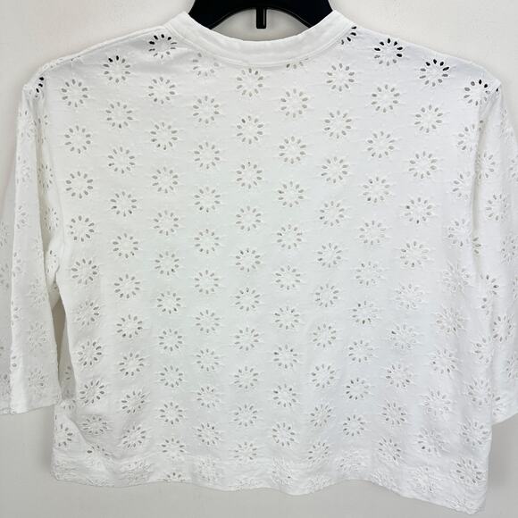 Madewell Embroidered Wide Sleeve Boxy Tee White Cotton Oversized XS NWT - Picture 13 of 13